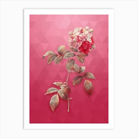 Vintage Seven Sisters Roses Botanical in Gold on Viva Magenta n.0439 Art Print