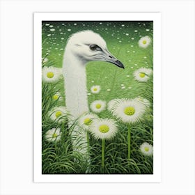 Ohara Koson Inspired Bird Painting Ostrich 3 Art Print