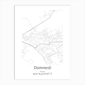 Domnesti,Romania Minimalist Map Art Print