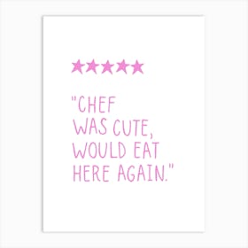 Food Review Pink Print Art Print