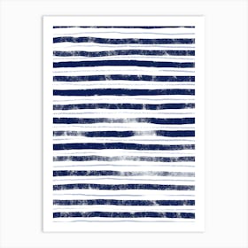 Blue Stripes Grungy Art Print