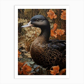 Dark And Moody Botanical Duck 2 Art Print