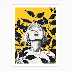 Girl With Leaves 8 Art Print