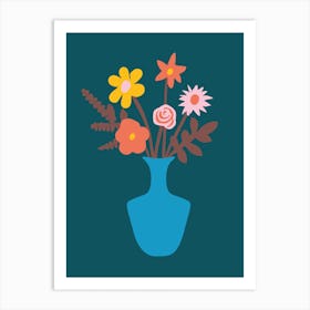 Pop Art Flower Vase Navy Print Art Print