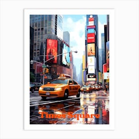 Times Square New York Taxi Modern Travel Art Art Print