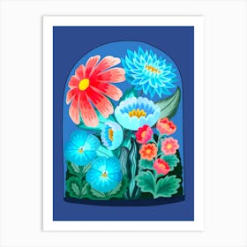 Flowers In A Glass Dome 1 Art Print