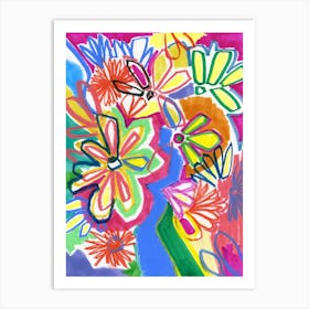 Bright Abstract Florals Art Print
