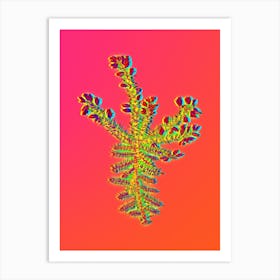 Neon Yellow Gorse Flower Botanical in Hot Pink and Electric Blue n.0434 Art Print