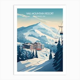 Poster Of Vail Mountain Resort   Colorado, Usa, Ski Resort Illustration 0 Art Print