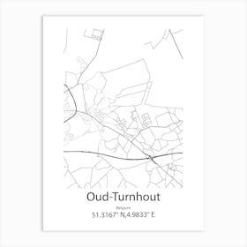 Oud Turnhout,Belgium Minimalist Map Art Print