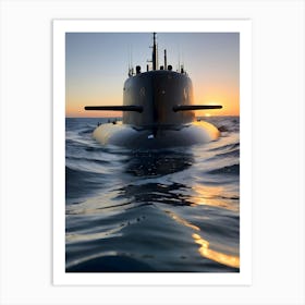 Submarine At Sunset-Reimagined 4 Art Print