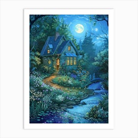 Night At The Cottage Art Print