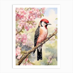 Storybook Animal Watercolour Woodpecker 3 Art Print