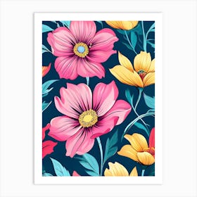 Seamless Floral Pattern 11 Art Print