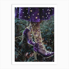 Purple Shoes with gemstones and diamonds Art Print