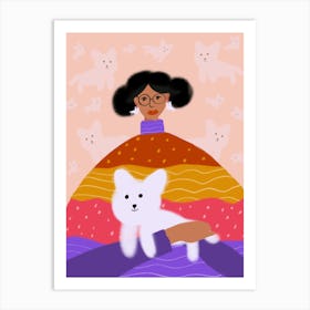 Woman With A Dog Art Print