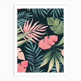 Tropical Leaves Seamless Pattern 19 Art Print