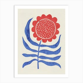 Red Flower / Lino Print Art Print