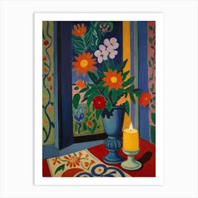 Table With Flowers Style Henri Matisse Art Print