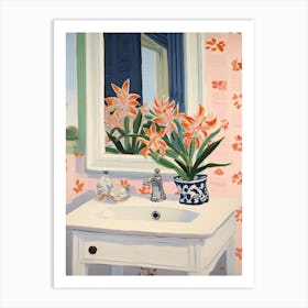Bathroom Vanity Painting With A Lily Bouquet 3 Art Print