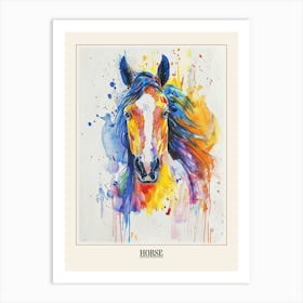 Horse Colourful Watercolour 2 Poster Art Print