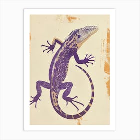 Purple Lesser Antillean Iguana Block Print 4 Art Print