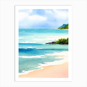 Anse Source D'Argent Beach 3, Seychelles Watercolour Art Print