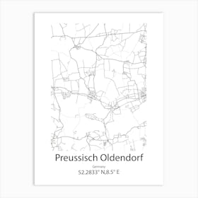 Preussisch Oldendorf,Germany Minimalist Map Art Print