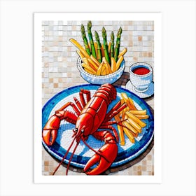 Lobster And Asparagus Art Print