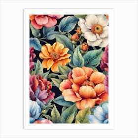 Seamless Floral Pattern 3 Art Print