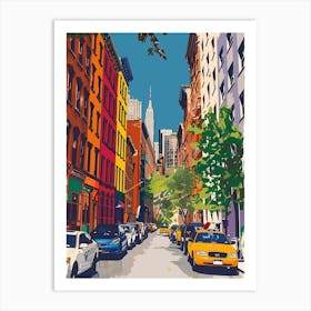 Tribeca New York Colourful Silkscreen Illustration 2 Art Print