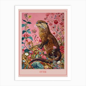 Floral Animal Painting Otter 2 Poster Art Print
