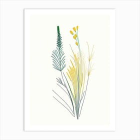 Horsetail Spices And Herbs Minimal Line Drawing 2 Art Print