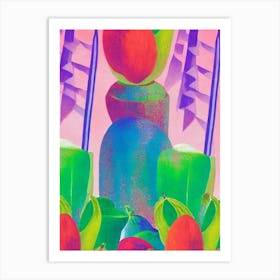 Papaya Risograph Retro Poster Fruit Art Print