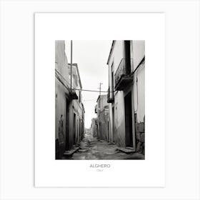 Poster Of Alghero, Italy, Black And White Photo 1 Art Print
