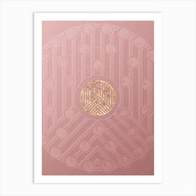 Geometric Gold Glyph on Circle Array in Pink Embossed Paper n.0073 Art Print