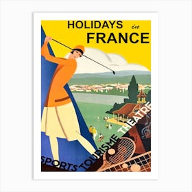 Holidays In France, Vintage Travel Poster Art Print