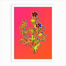 Neon Yellow Buttercup Flowers Botanical in Hot Pink and Electric Blue n.0270 Art Print