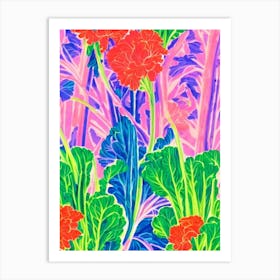 Chinese Broccoli Risograph Retro Poster vegetable Art Print