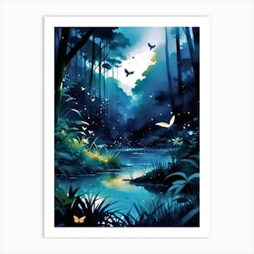 Jungle Night 1 Botanical Art Print Art Print