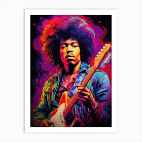 Jimi Hendrix Neon Lights 2 Art Print