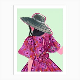 Pink Floral Dress Art Print