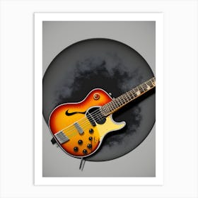 Guitar On A Black Plate Art Print