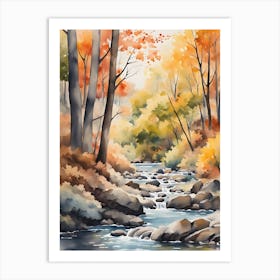 Watercolor Of A Stream 2 Art Print