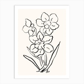 Flower Daffodil Black Art Print