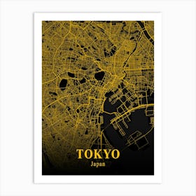Tokyo Gold City Map 1 Art Print