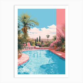 An Illustration In Pink Tones Of  Greens Pool Australia 1 Art Print
