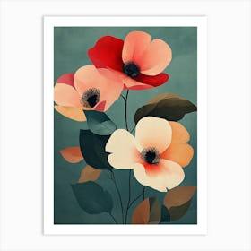 Three Flowers In A Vase Art Print