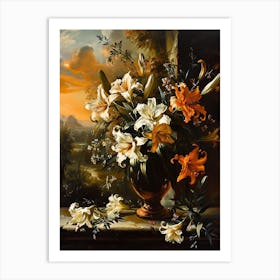 Baroque Floral Still Life Lily 3 Art Print