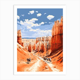 Horses Painting In Bryce Canyon Utah, Usa 1 Art Print